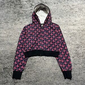 Vintage Y2K Shorty Hoodie Full Zip Up Cropped Womens 3XL Grunge Sweatshirt